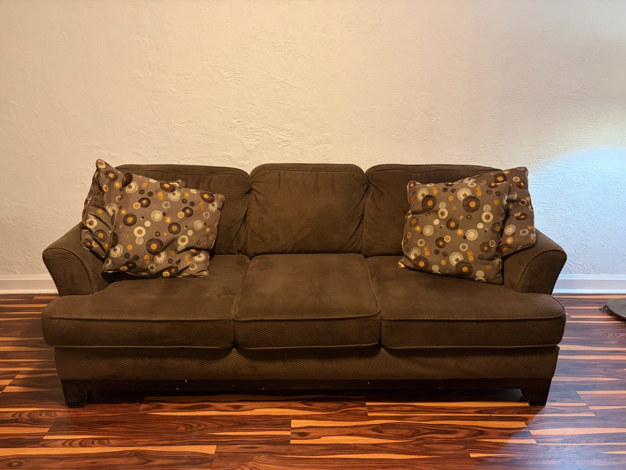 Brown Three-Seater Sofa