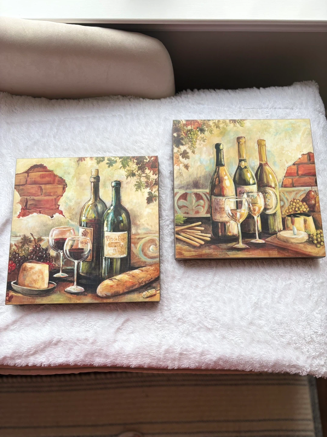 Set of Two Wine Themed Canvas Wall Art
