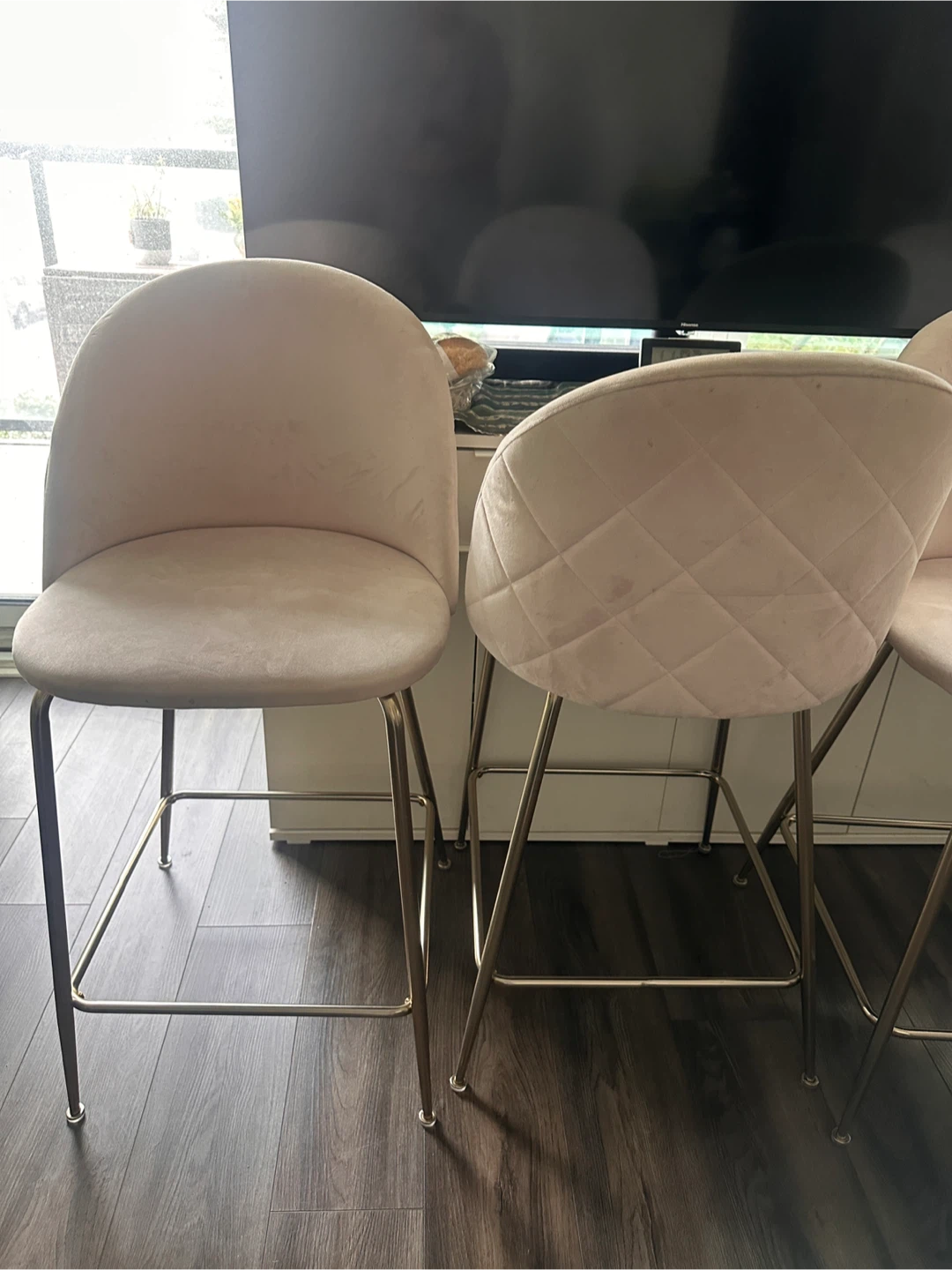 Set of 4 Velvet Bar Stools for $60 - photo 3