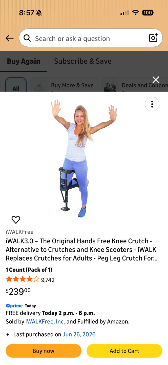 iWALK Hands-Free Knee Crutch
