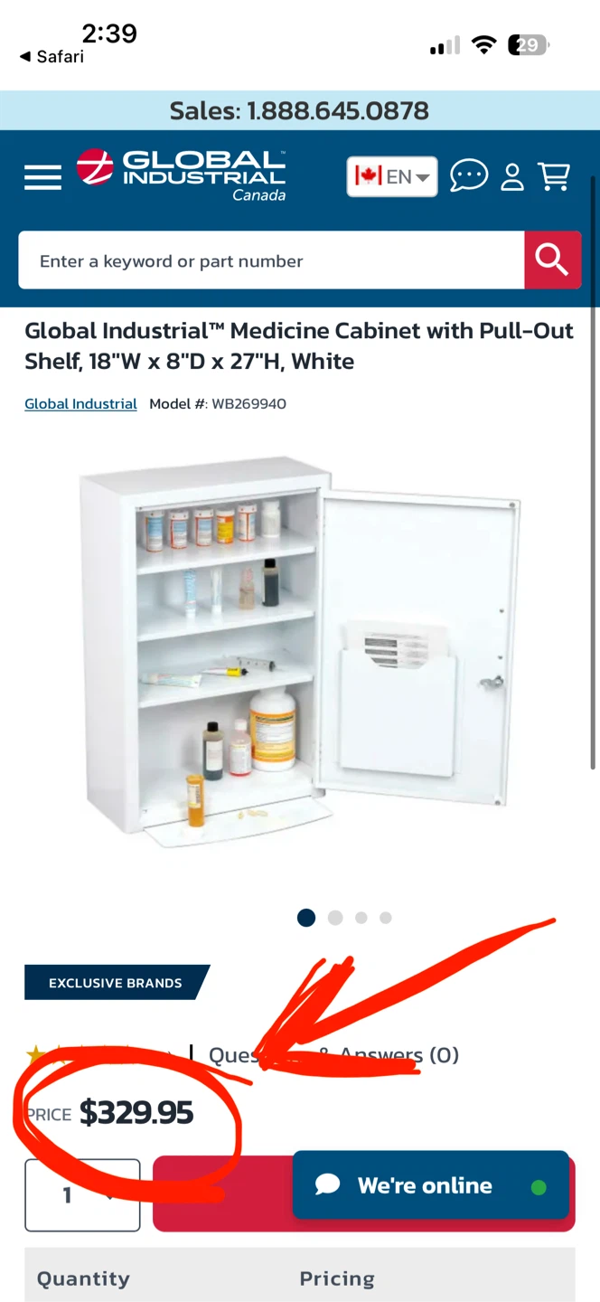 Global Industrial Medicine Cabinet