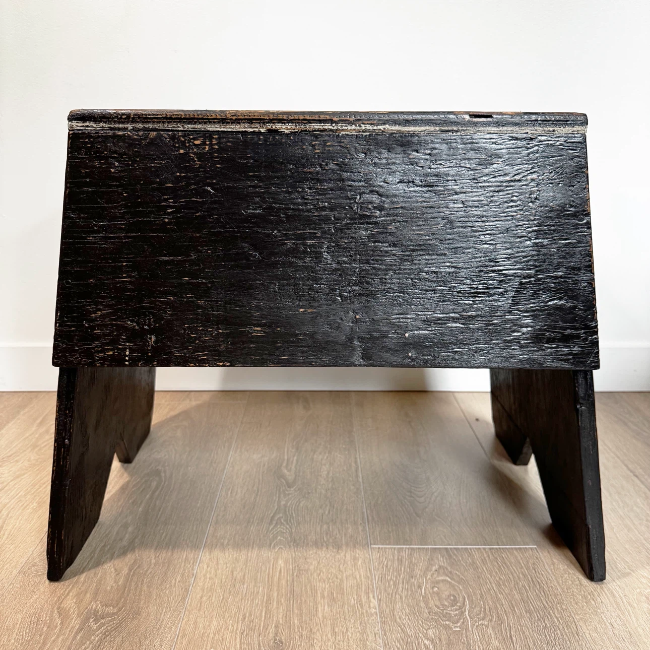 Vintage tall industrial wood step stool - photo 3