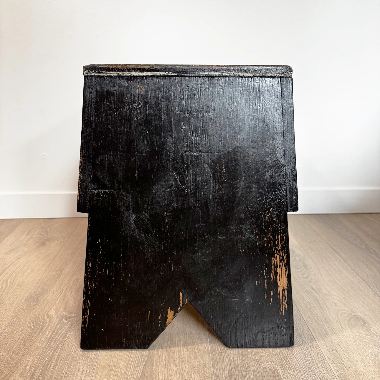 Vintage tall industrial wood step stool - photo 4