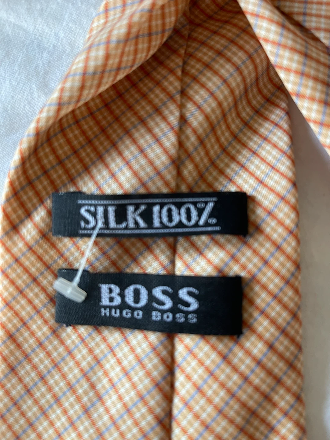 Hugo Boss Orange Check Silk Tie - photo 2