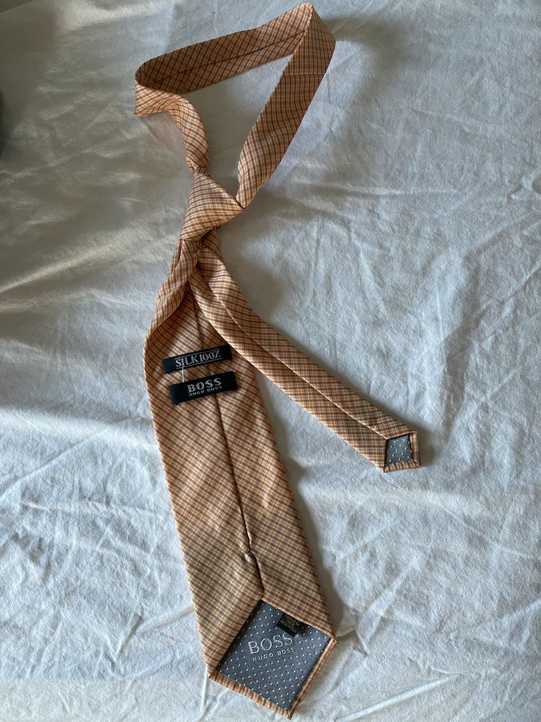 Hugo Boss Orange Check Silk Tie - photo 5