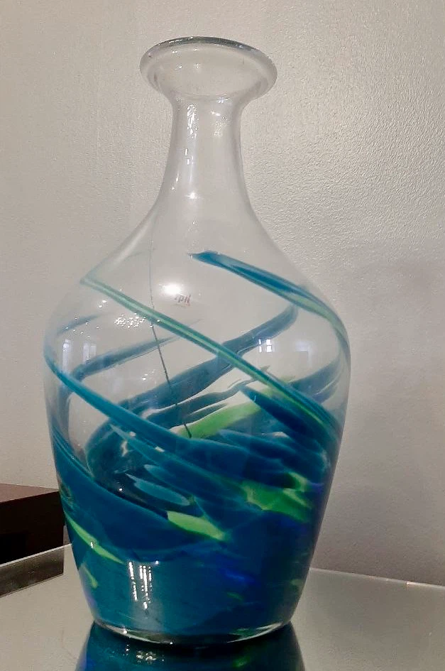 Blue decorative vase with floral arrangement - photo 4