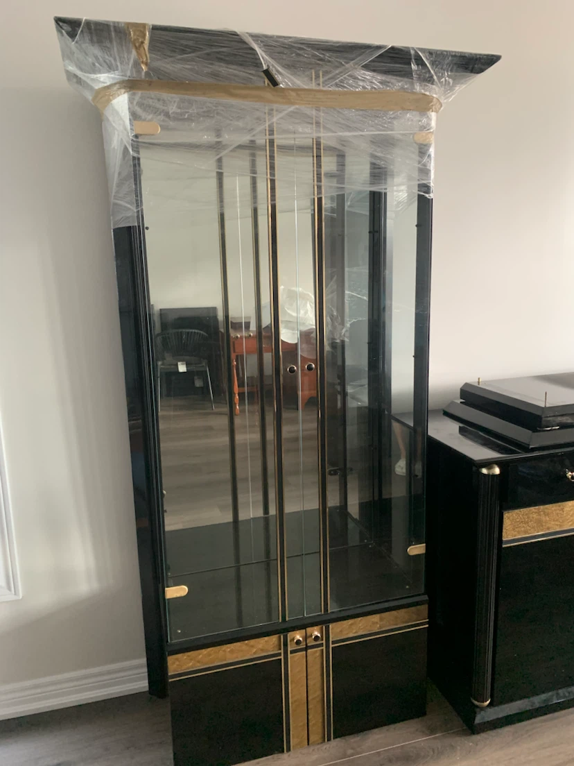 Black and gold display 3 piece cabinet