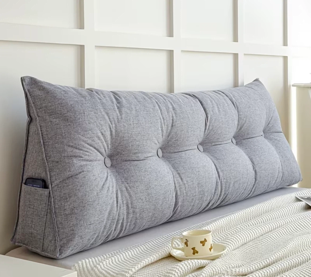 Blue Textured Fabric Headrest Pillow