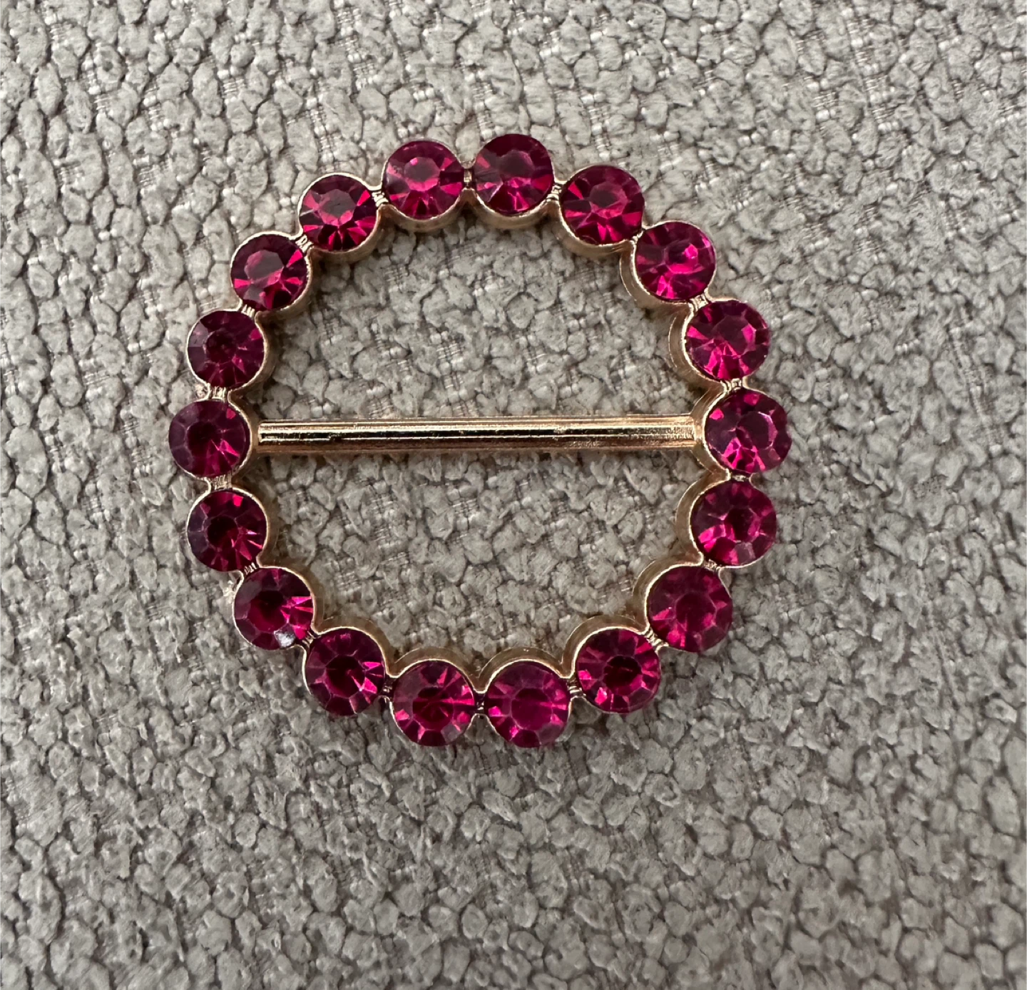 Circular Hot Pink Rhinestone Belt Buckle