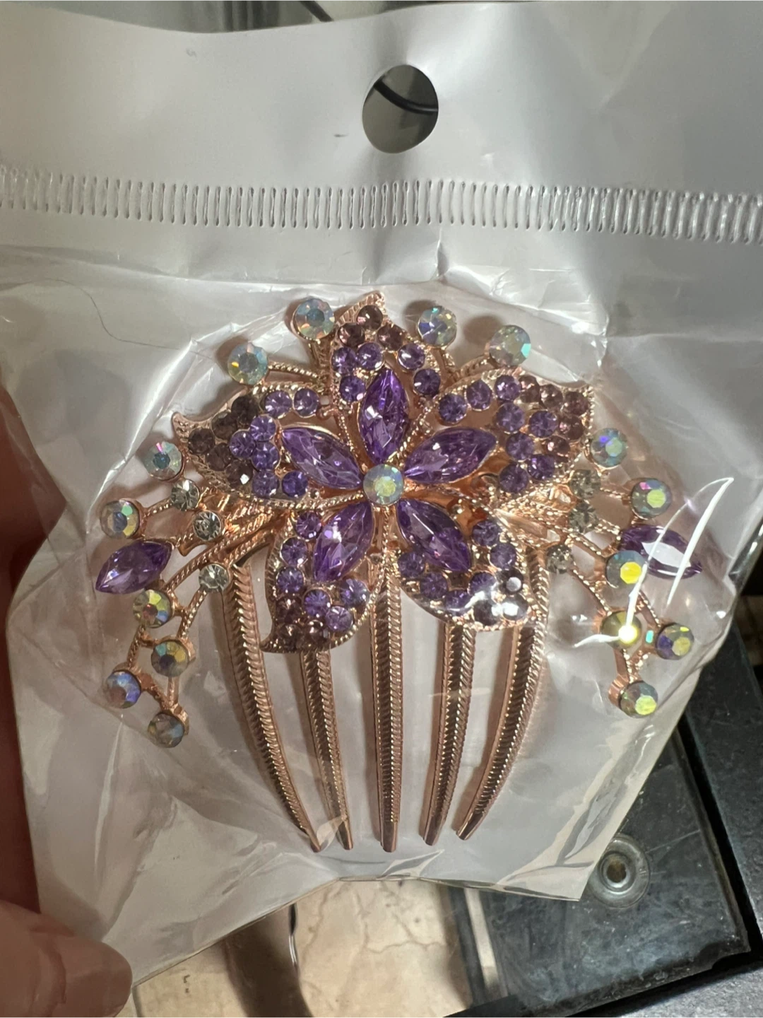 Set of 2 Floral Rhinestone Hair Combs - photo 2