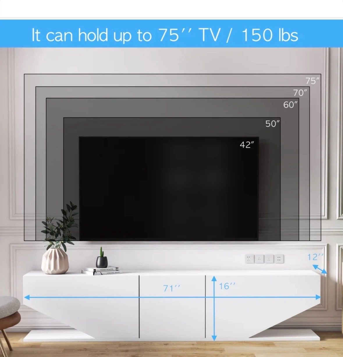 White, high gloss tv/media unit