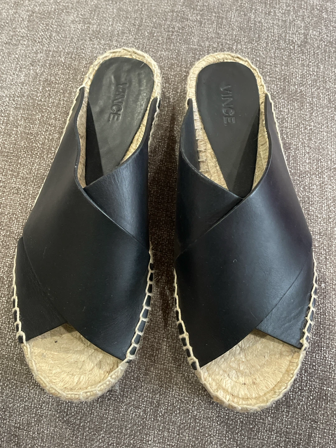 Vince Black Leather Espadrille Sandals - photo 2