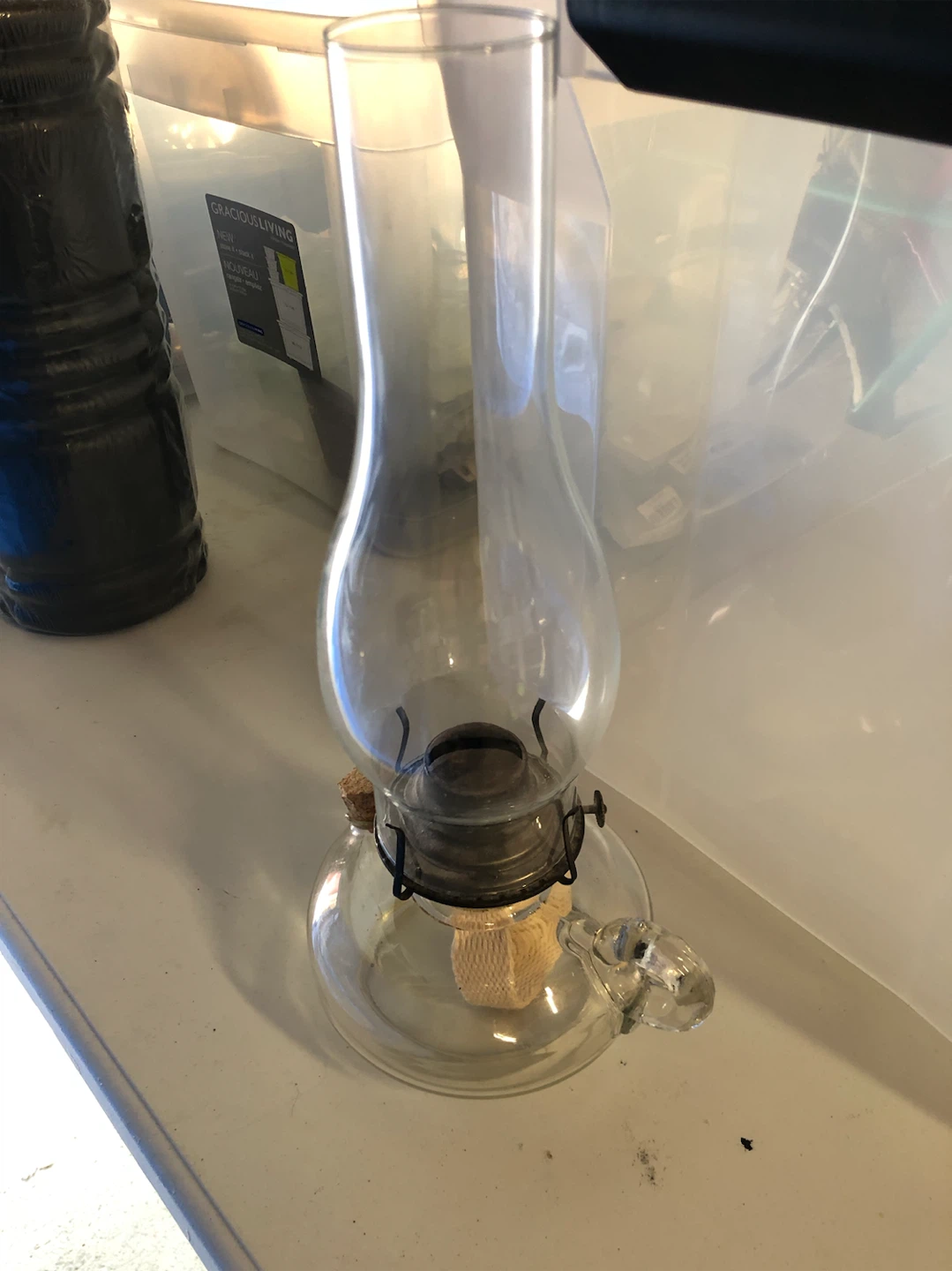 Vintage Glass Oil Lamp with Fuel