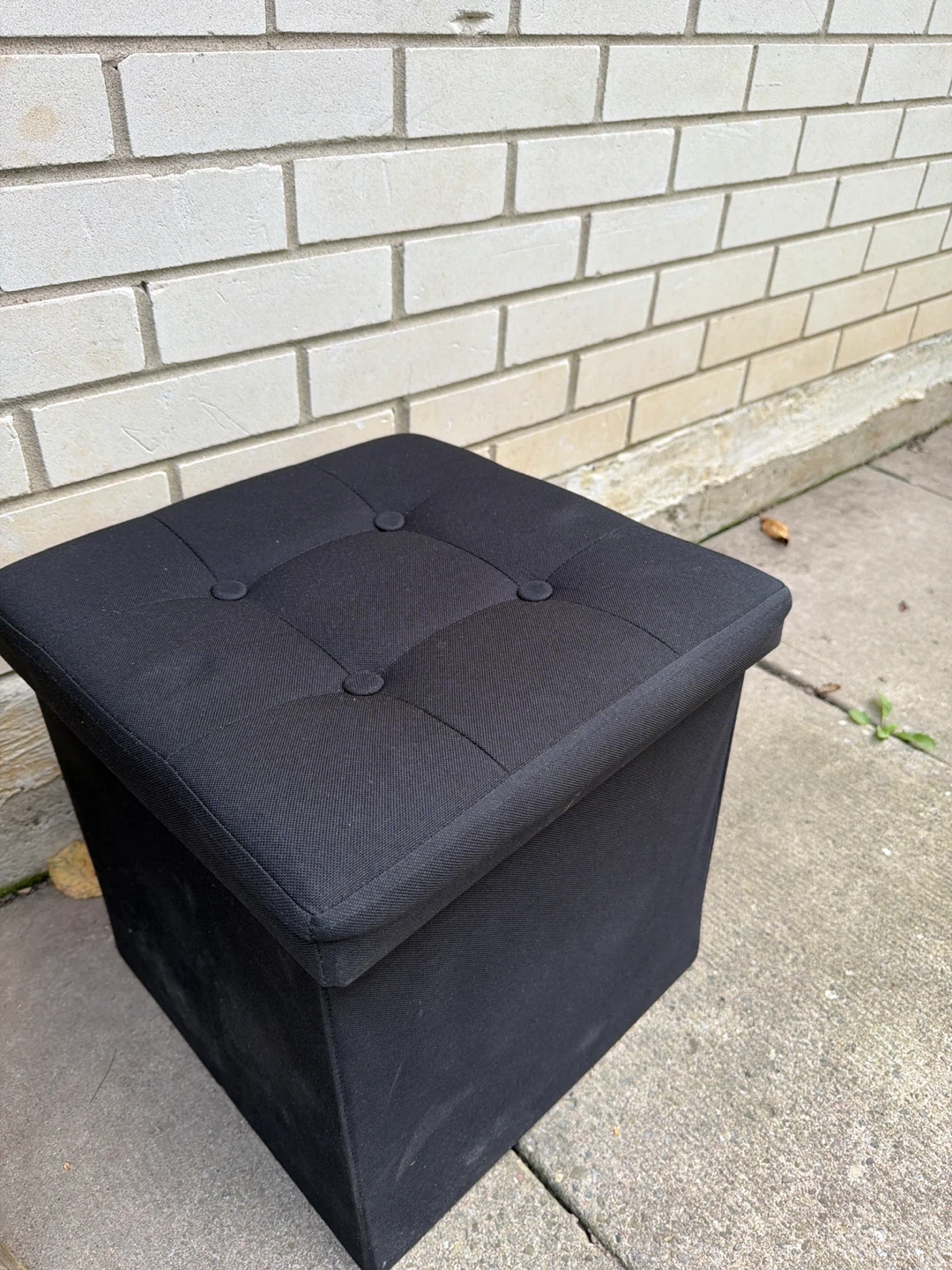 Black Fabric Storage Ottoman