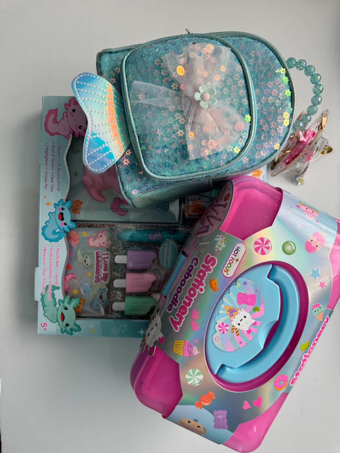 Hot Focus Axolotl Stationery Set and Mini Backpack