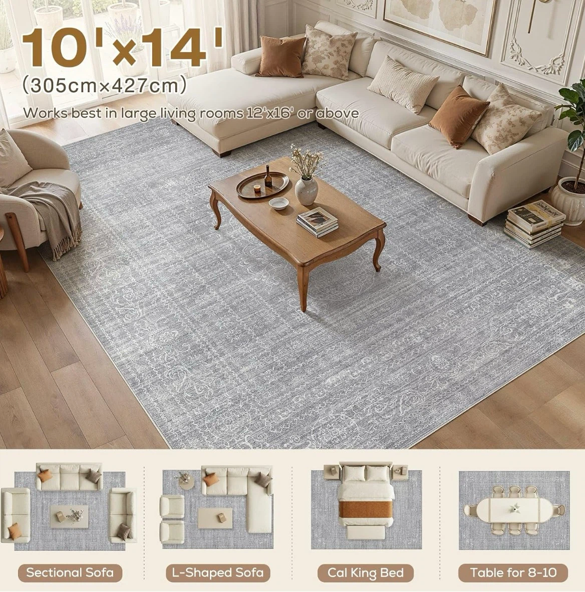 10x14 Large Grey Traditional Style Area Rug - photo 4