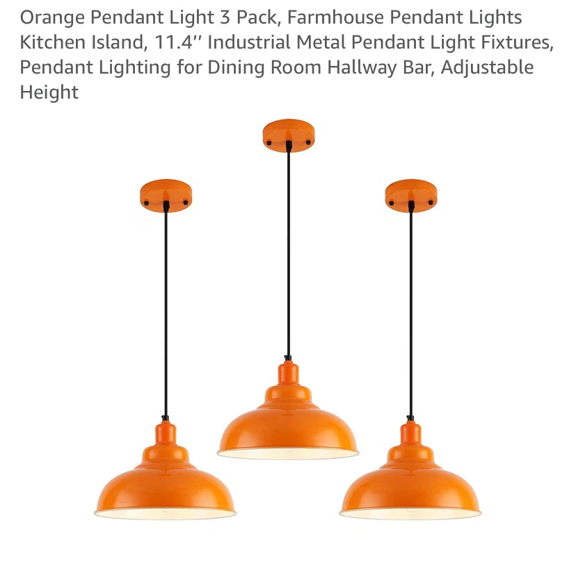 3 Pack Orange Farmhouse Pendant Lights - photo 2