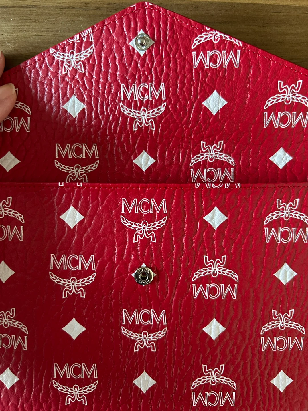 MCM Red Visetos Print Envelope Clutch - photo 3