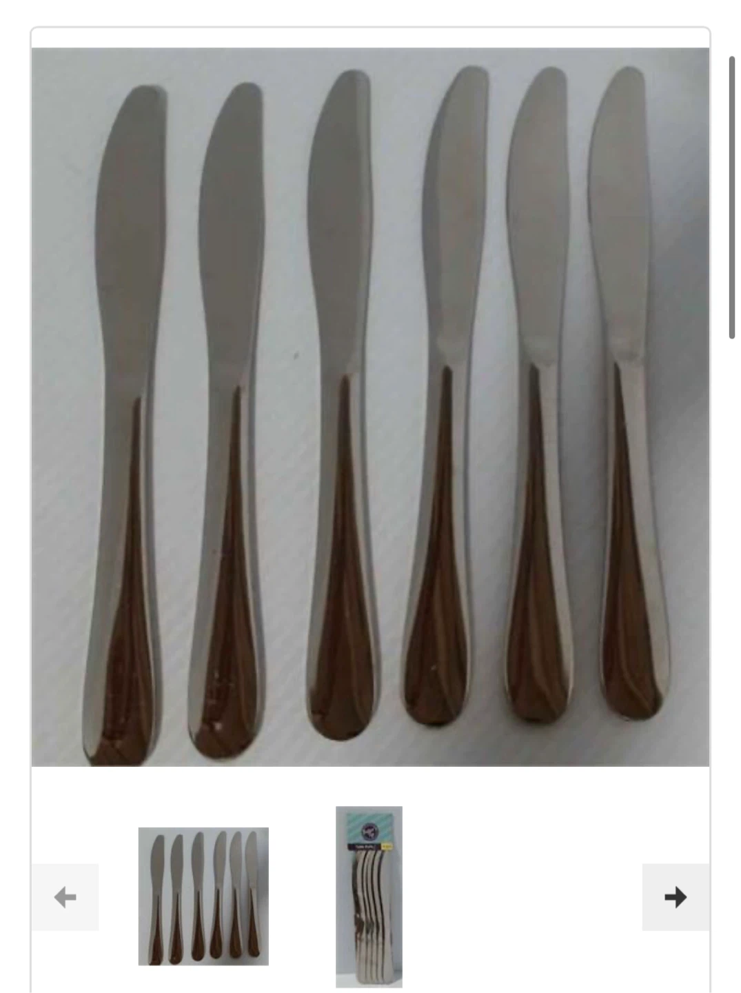 Baker's Tip Table Knives - 6 Pieces