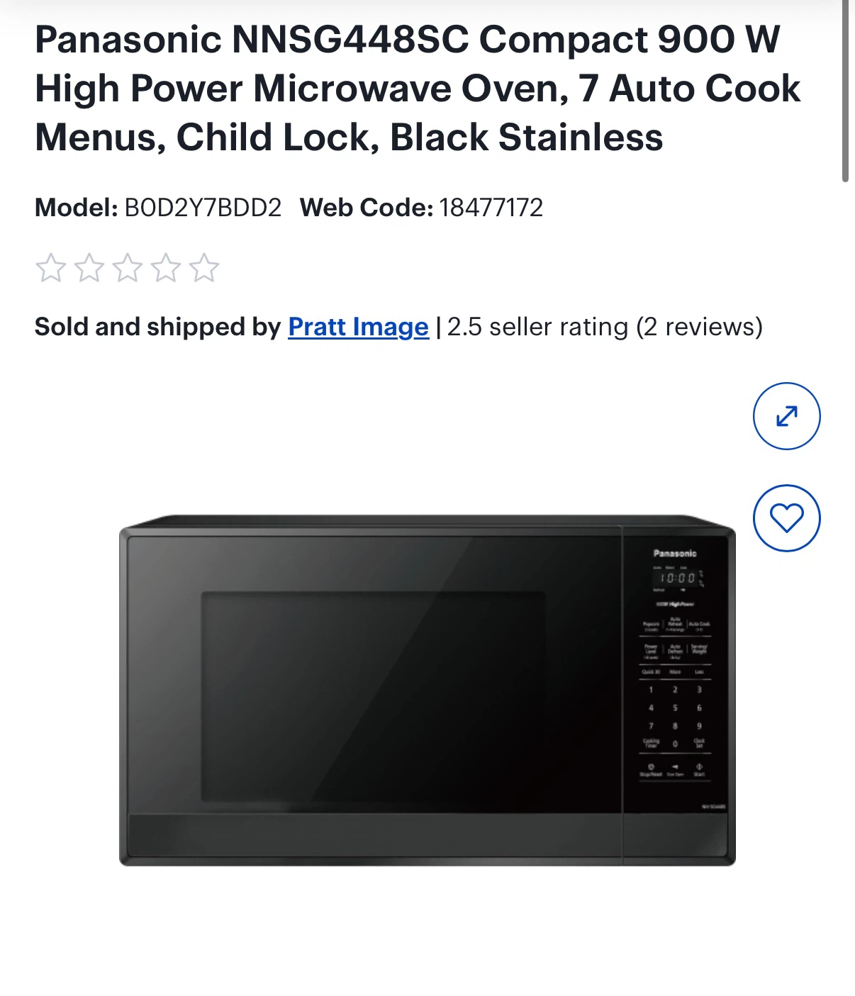 Panasonic NNSG448SC Compact Microwave