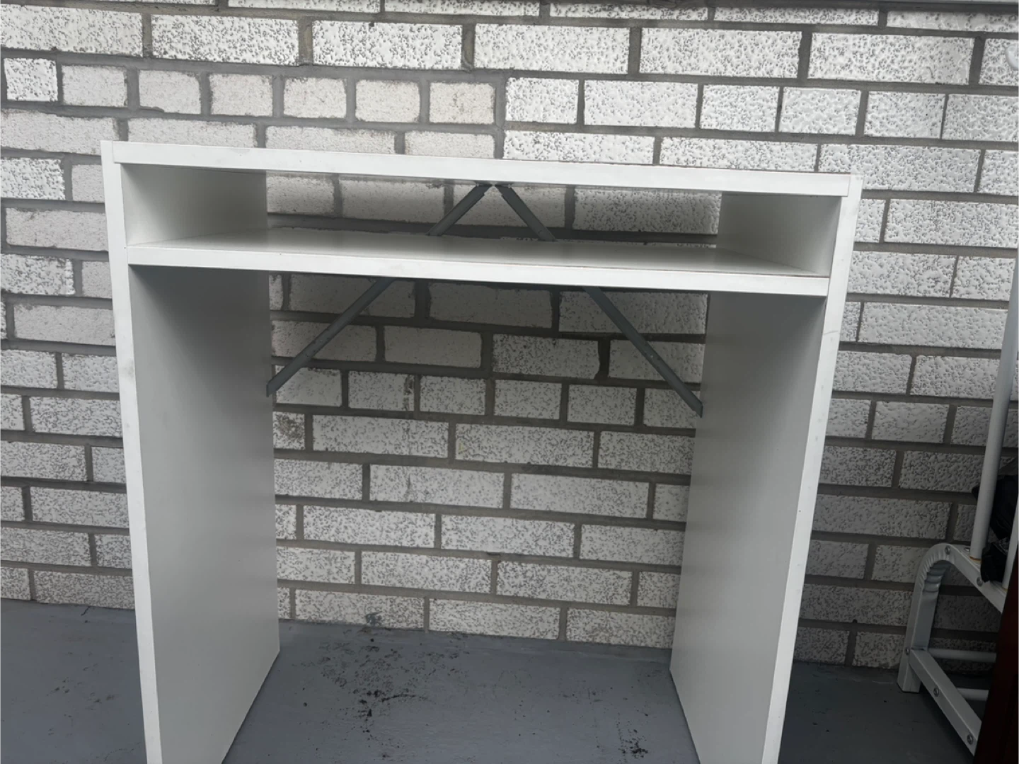 Compact White Desk with Storage Shelf - photo 3