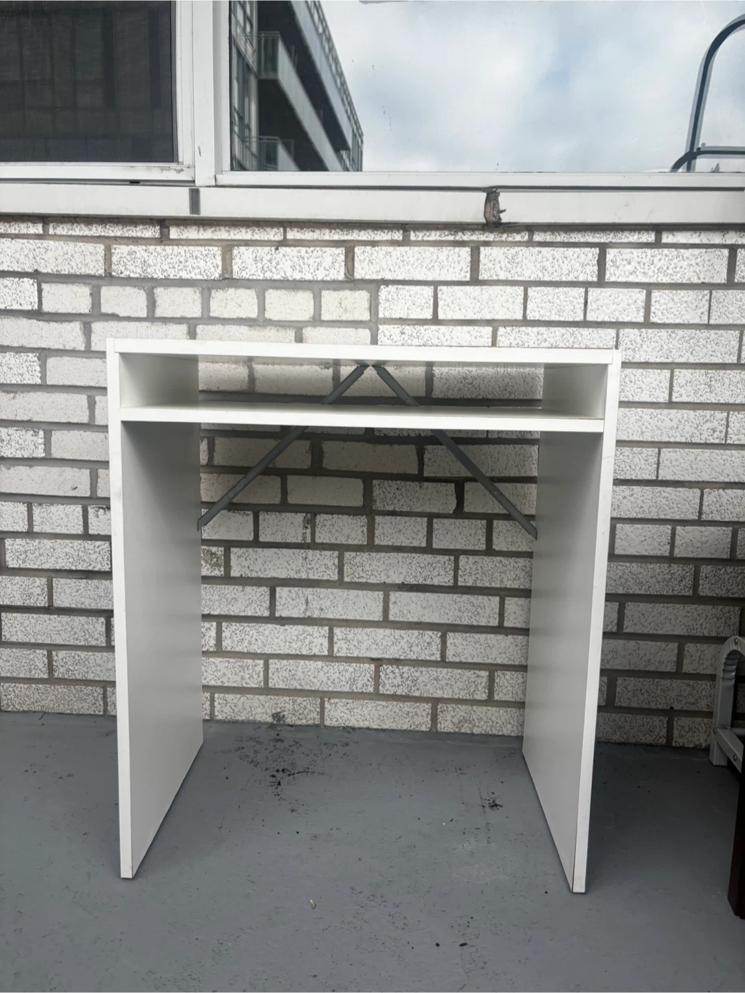 Compact White Desk with Storage Shelf - photo 5