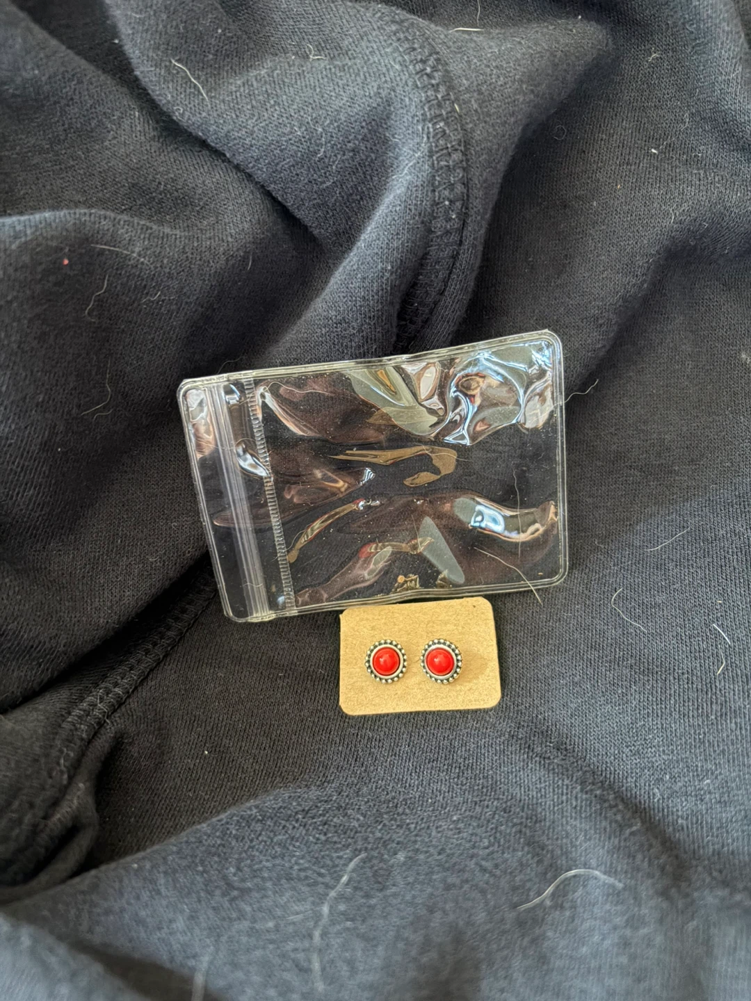 Red Stone Stud Earrings