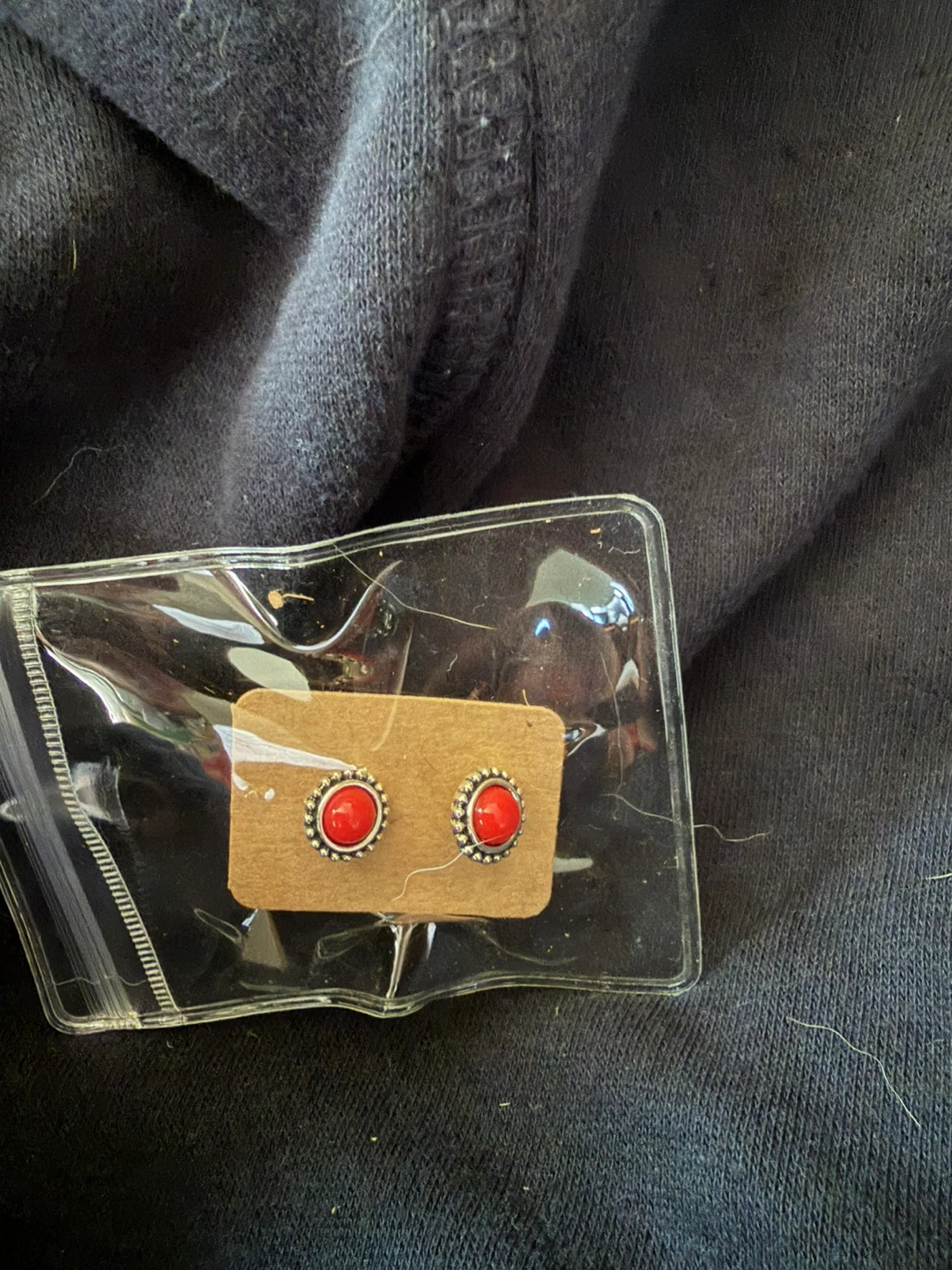 Red Stone Stud Earrings - photo 2