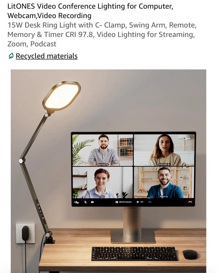 LitONES 15W Desk Ring Light for Video Calls