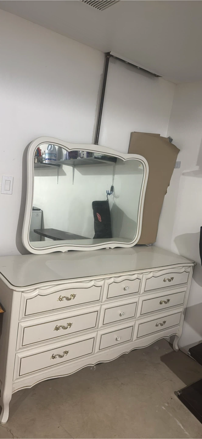 White French Provincial Dresser with Mirror