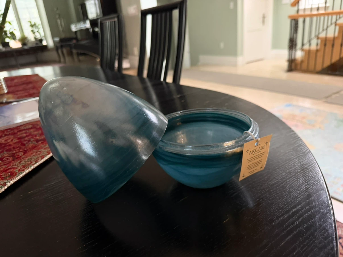 Akcam Decorative Blue Glass Egg - photo 2