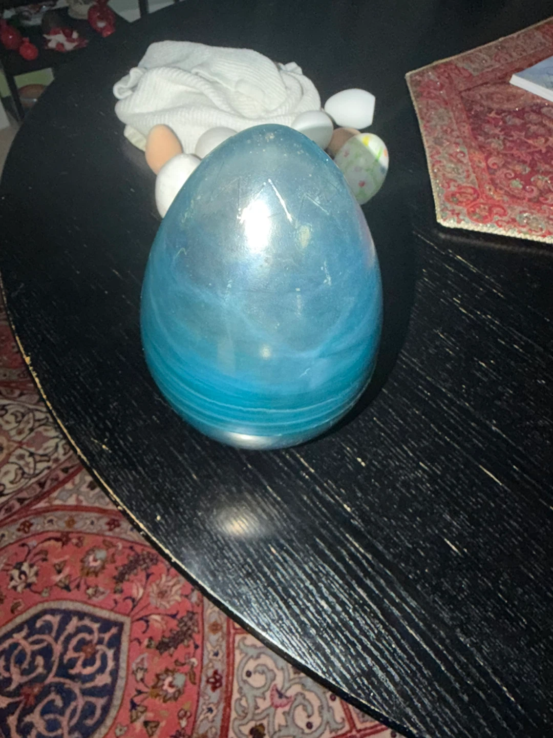 Akcam Decorative Blue Glass Egg - photo 3