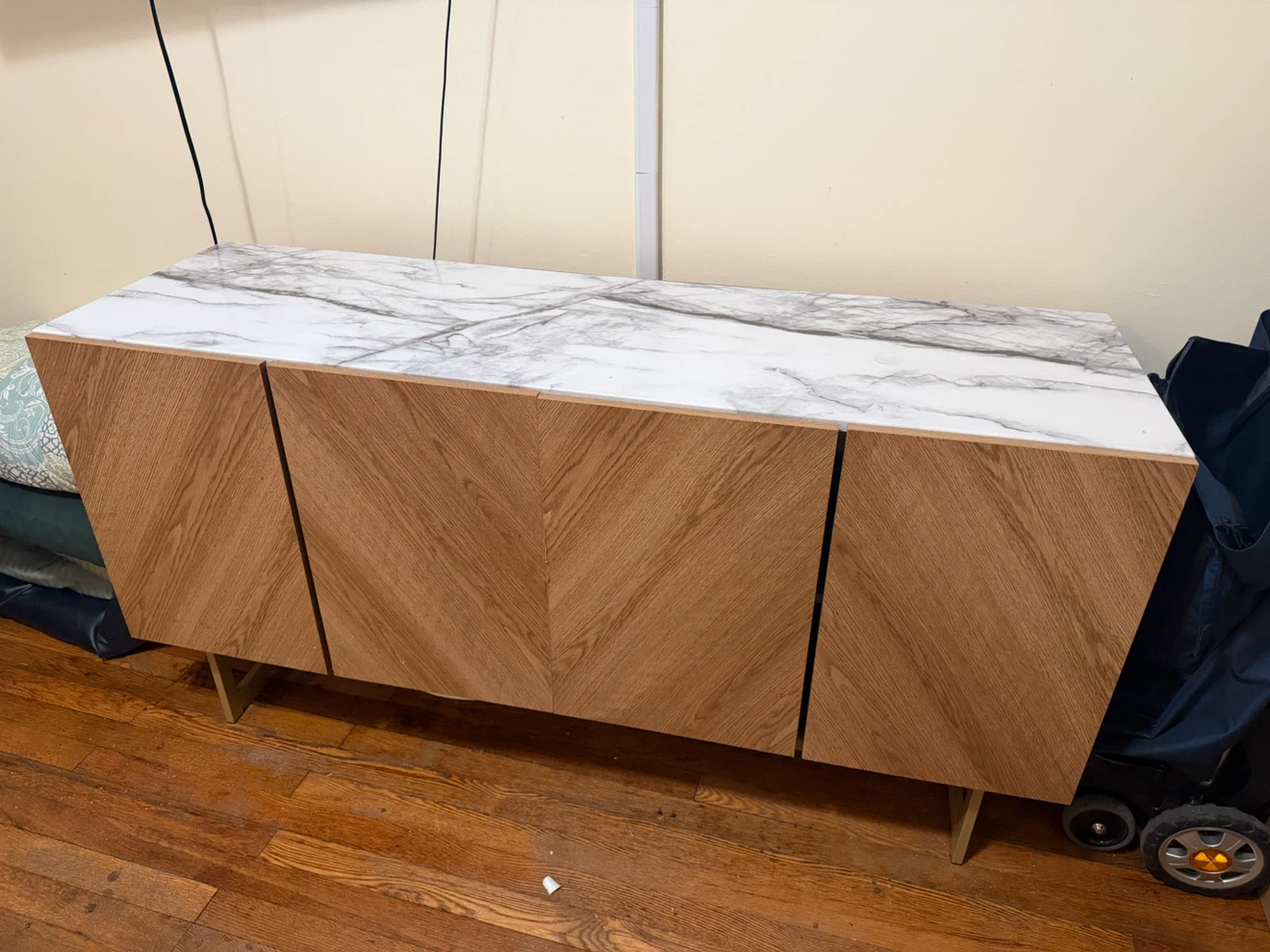Modern Wood and Marble Media Console