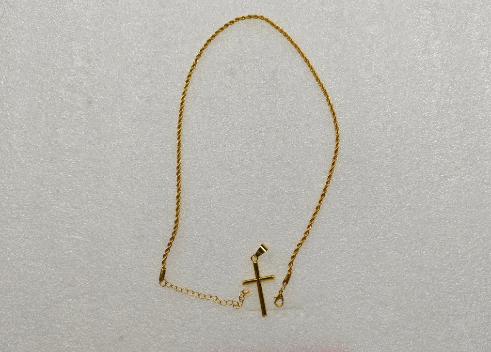 Gold-tone cross rope chain necklace - photo 2