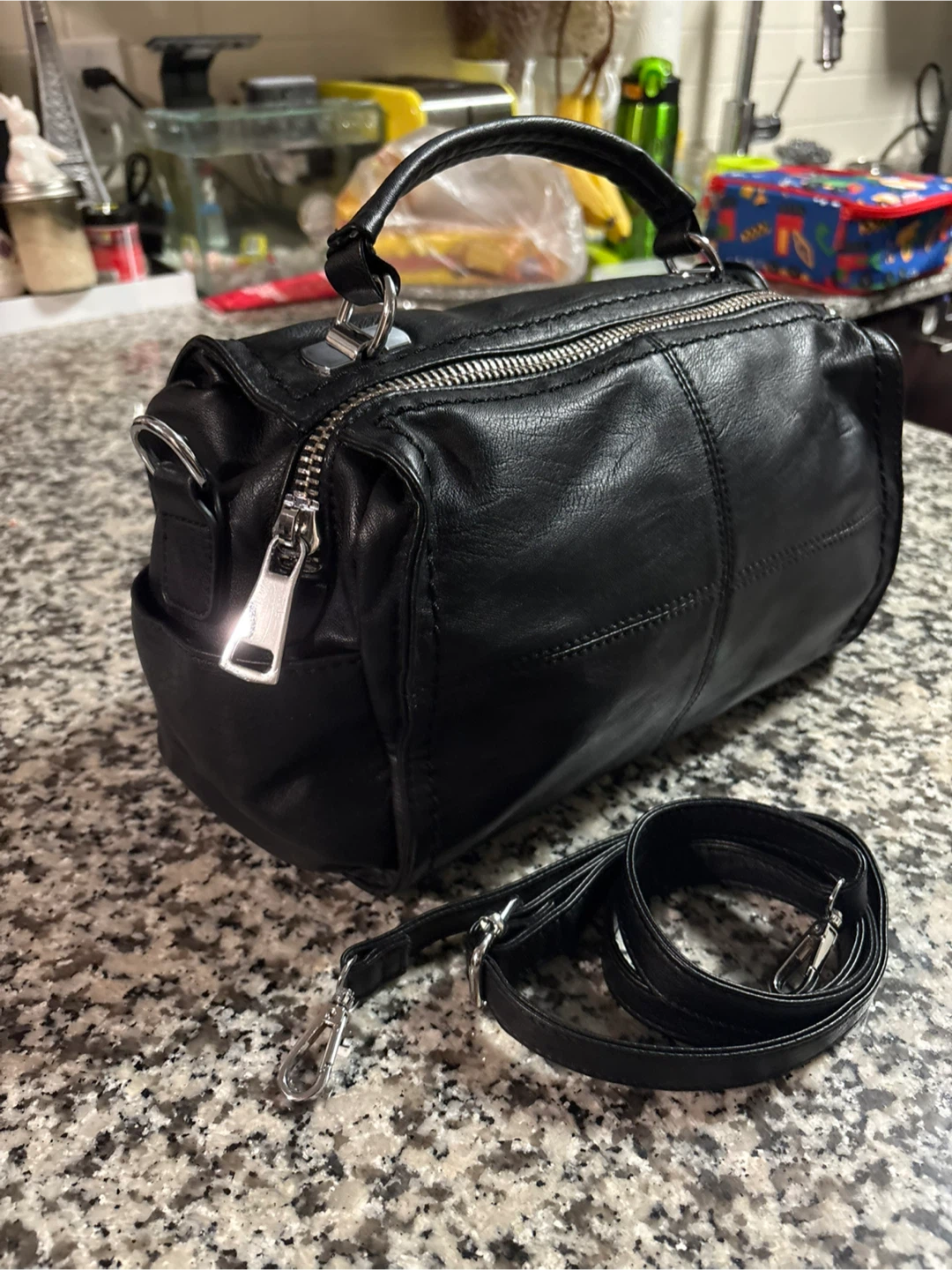 Black Structured Small Handbag