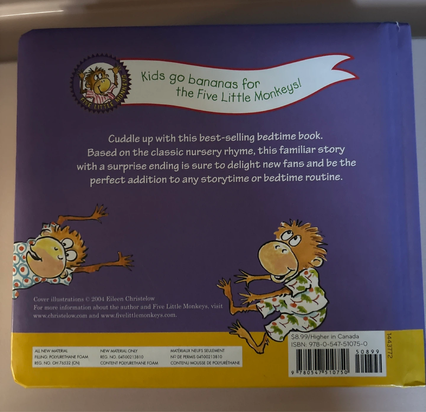 Five Little Monkeys Jumping on the Bed Book - photo 2