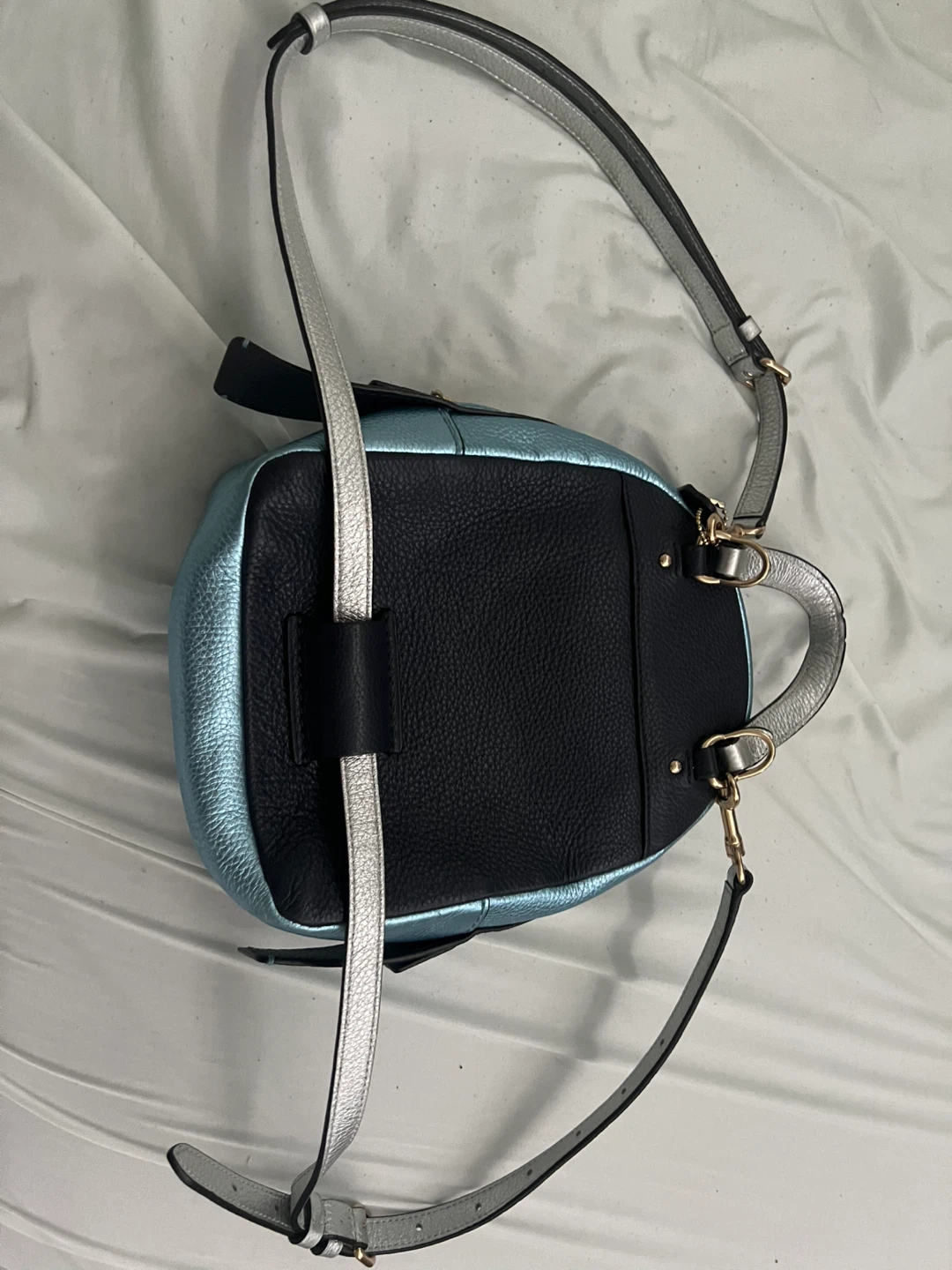 Coach Metallic Blue and Black Backpack - photo 2