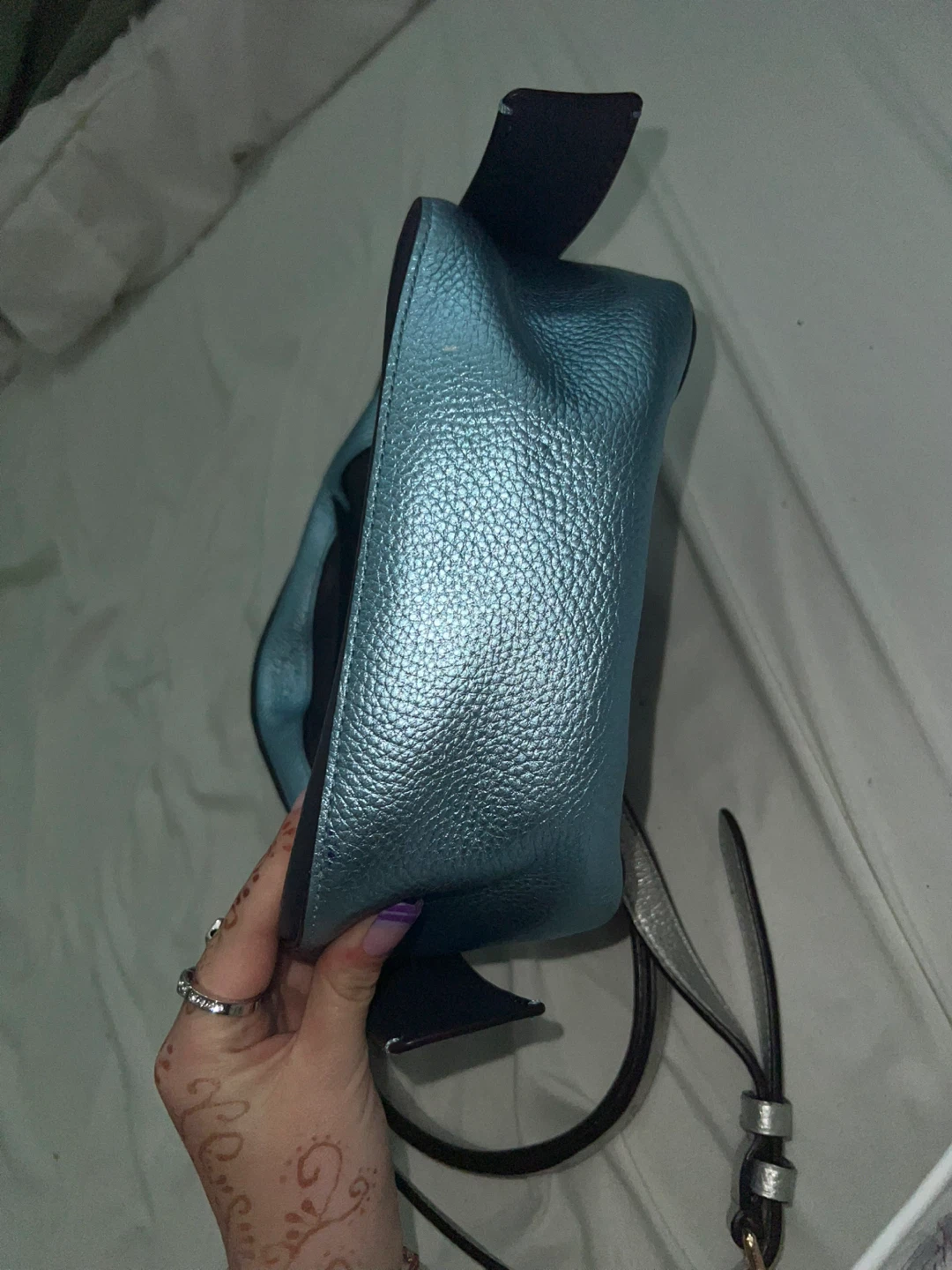 Coach Metallic Blue and Black Backpack - photo 3
