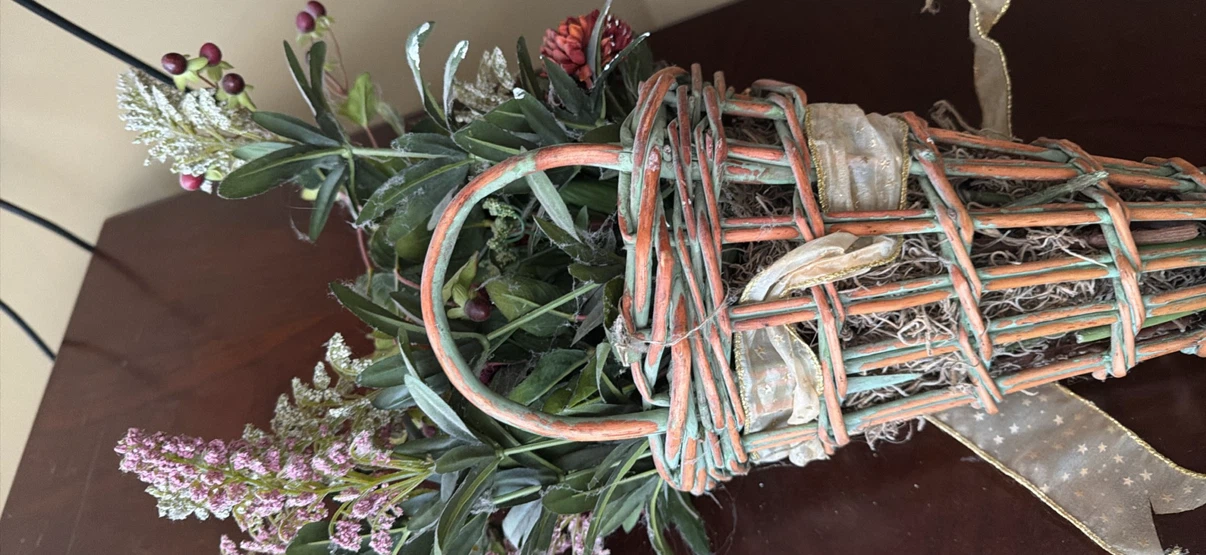 Decorative Woven Hanging Basket with Artificial Flowers - photo 3