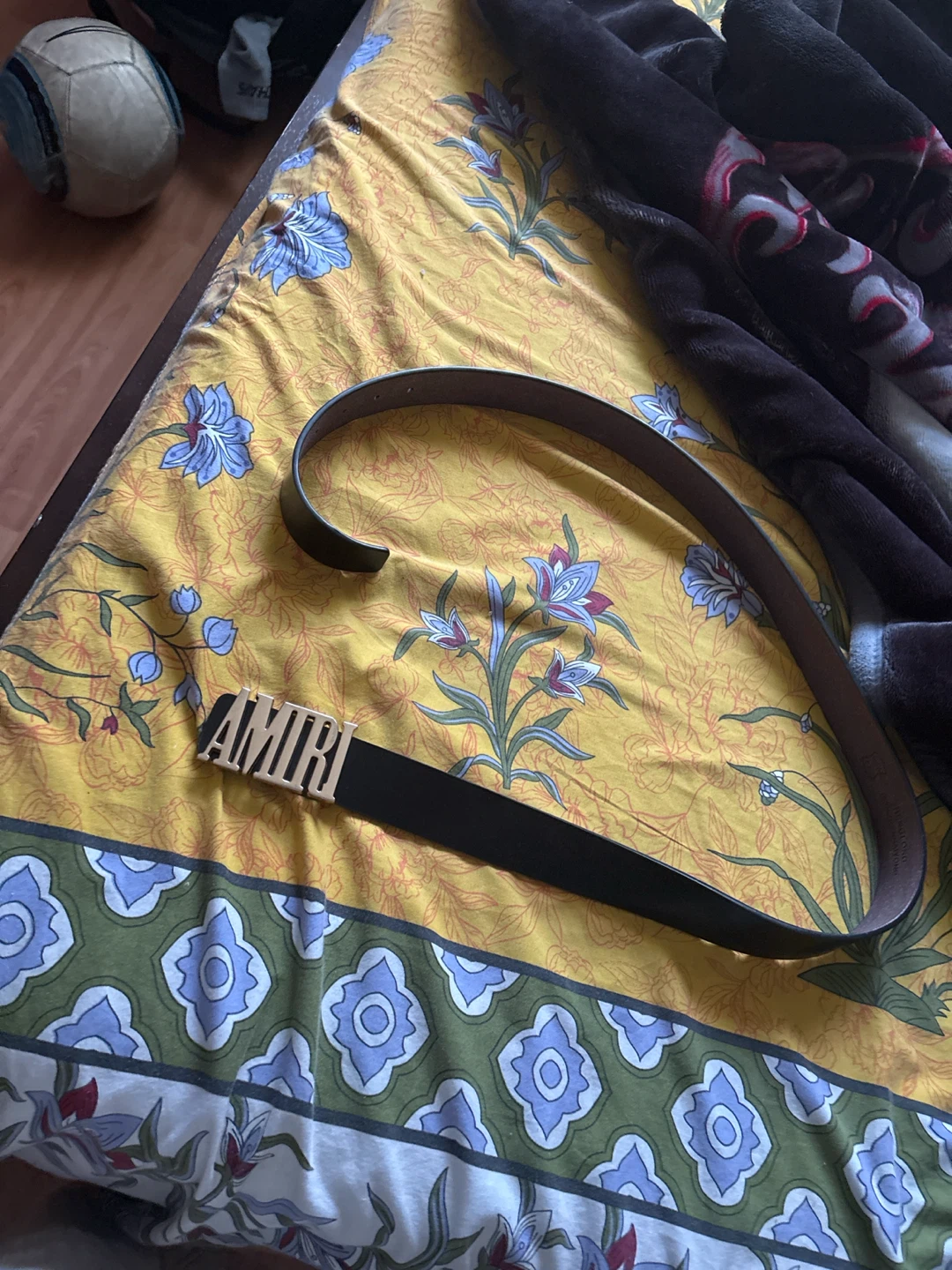 AMIRI black leather belt with gold buckle - photo 3