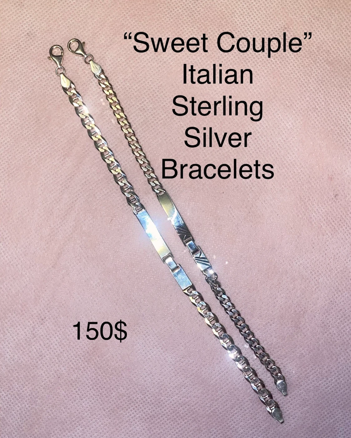 Sweet Couple Italian Sterling Silver Bracelets