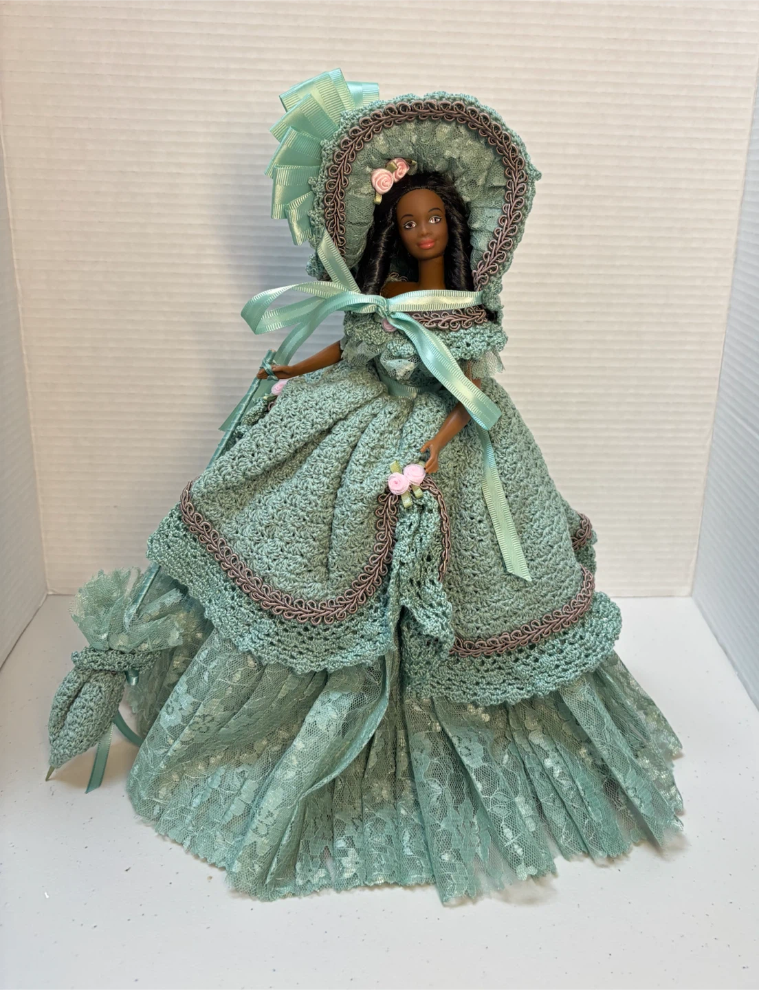 1990 Barbie Doll in Crochet Victorian-Style Gown