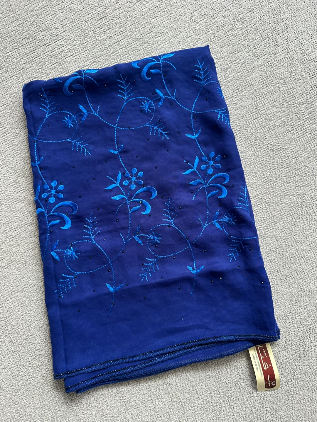 Blue Embroidered Scarf