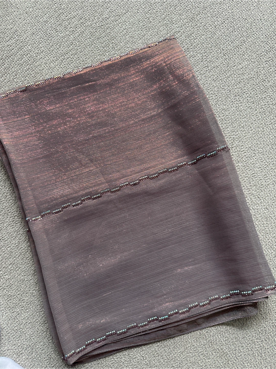 Metallic Mauve Beaded Scarf