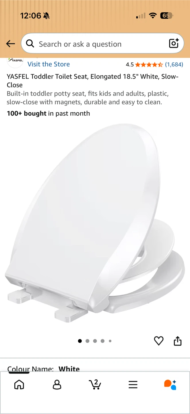 YASFEL Elongated Toddler Toilet Seat - White - photo 2