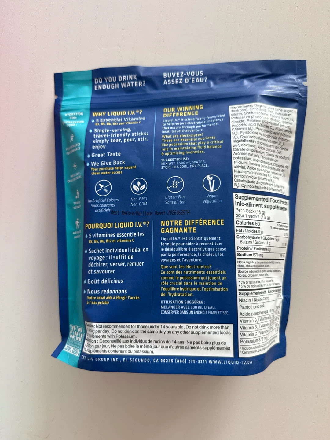 Liquid I.V. Hydration Multiplier Lemon Lime 18 Sticks - photo 2
