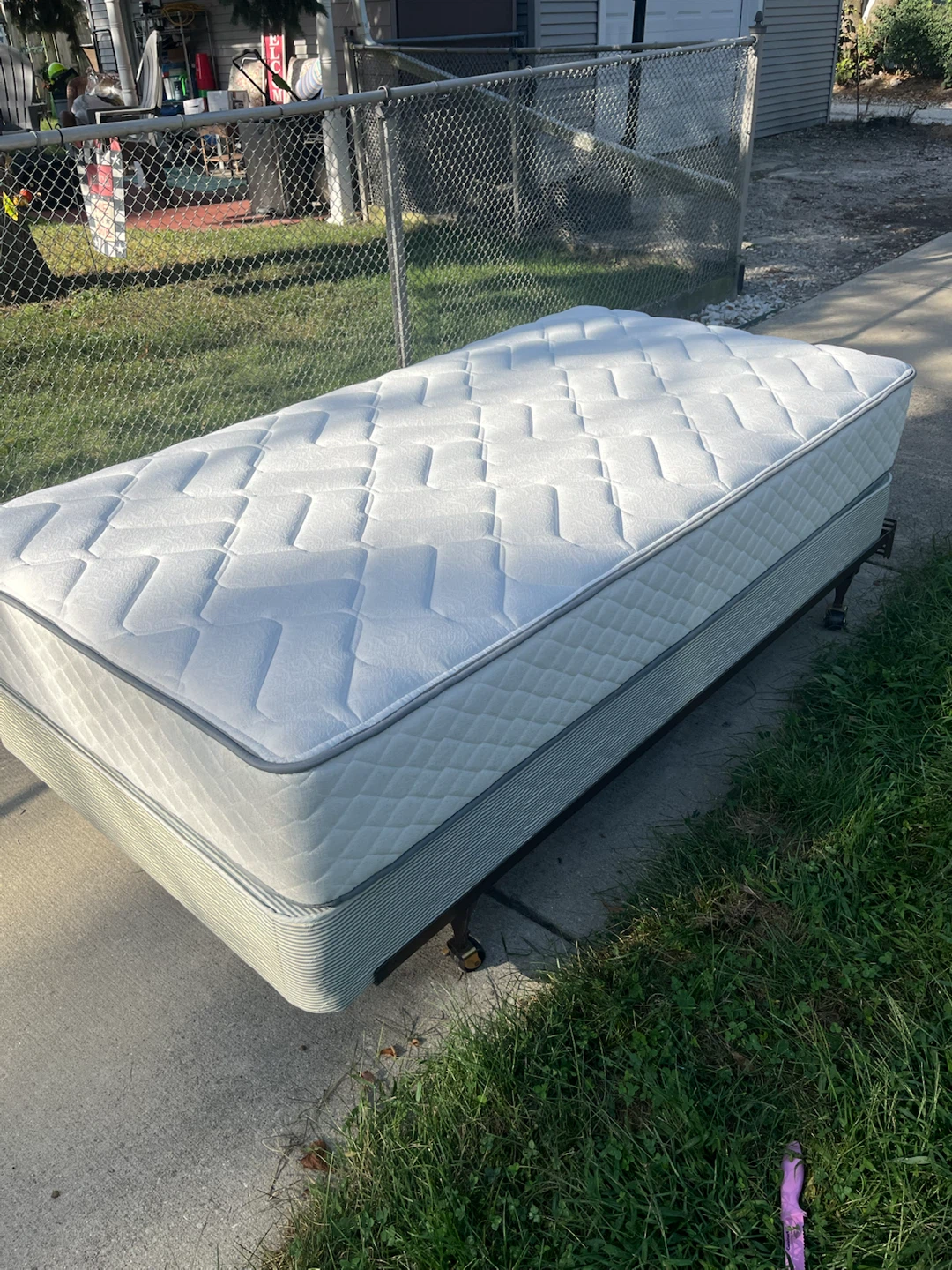Twin Mattress with Box Spring and Metal Frame