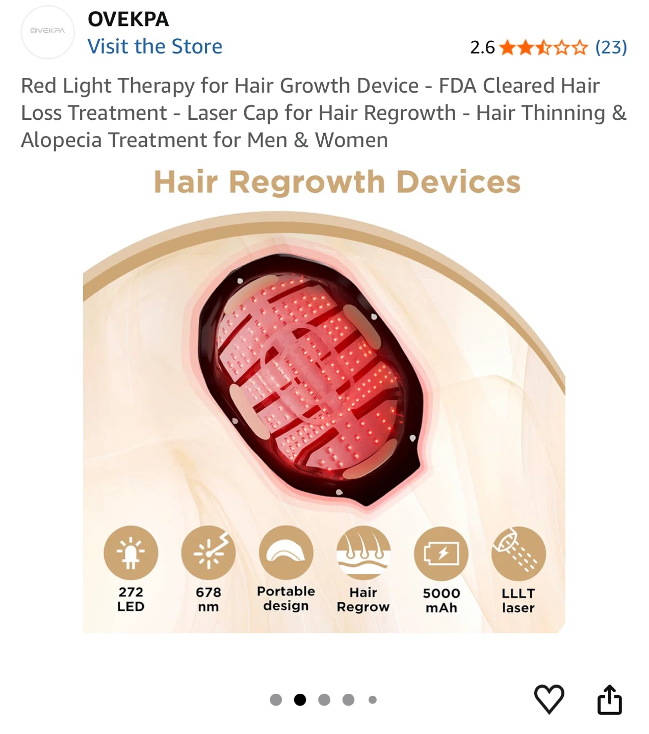 OVEKPA Red Light Hair Growth Laser Cap - photo 2