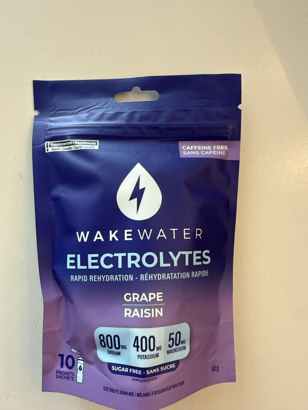 WakeWater Electrolytes Grape 10 Packets