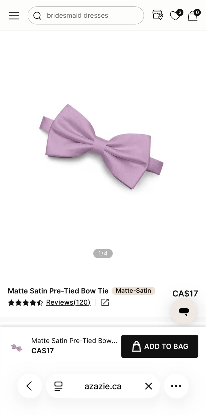 Azazie Matte Satin Pre-Tied Bow Tie